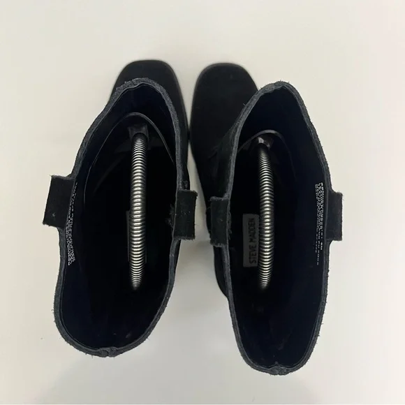 Steve Madden Romney Mid-Calf Boots Black Leather Block Heel Almond Toe Size 6 - Picture 8 of 13